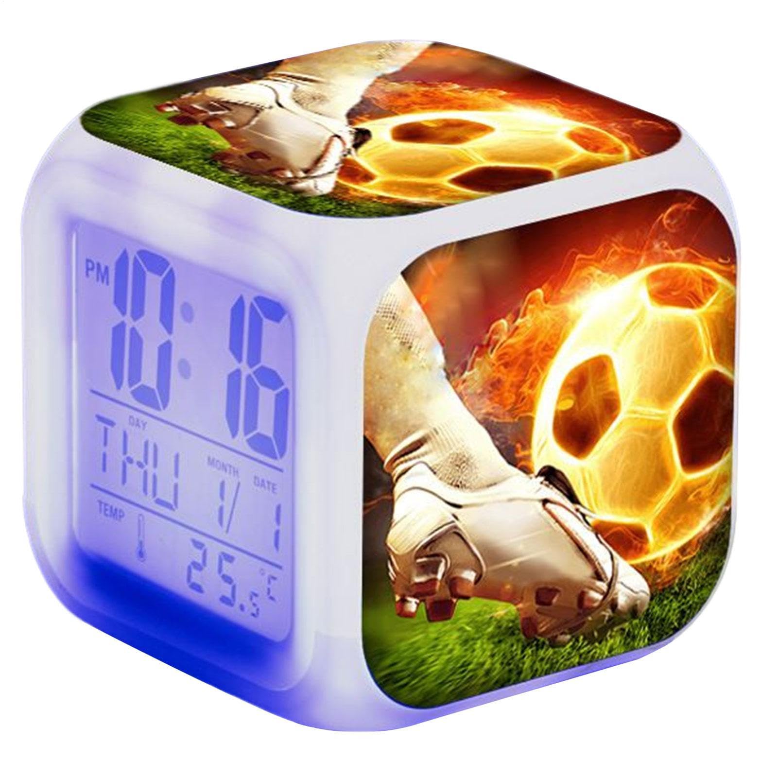 Réveil numérique LED football pour bureau et nuit
