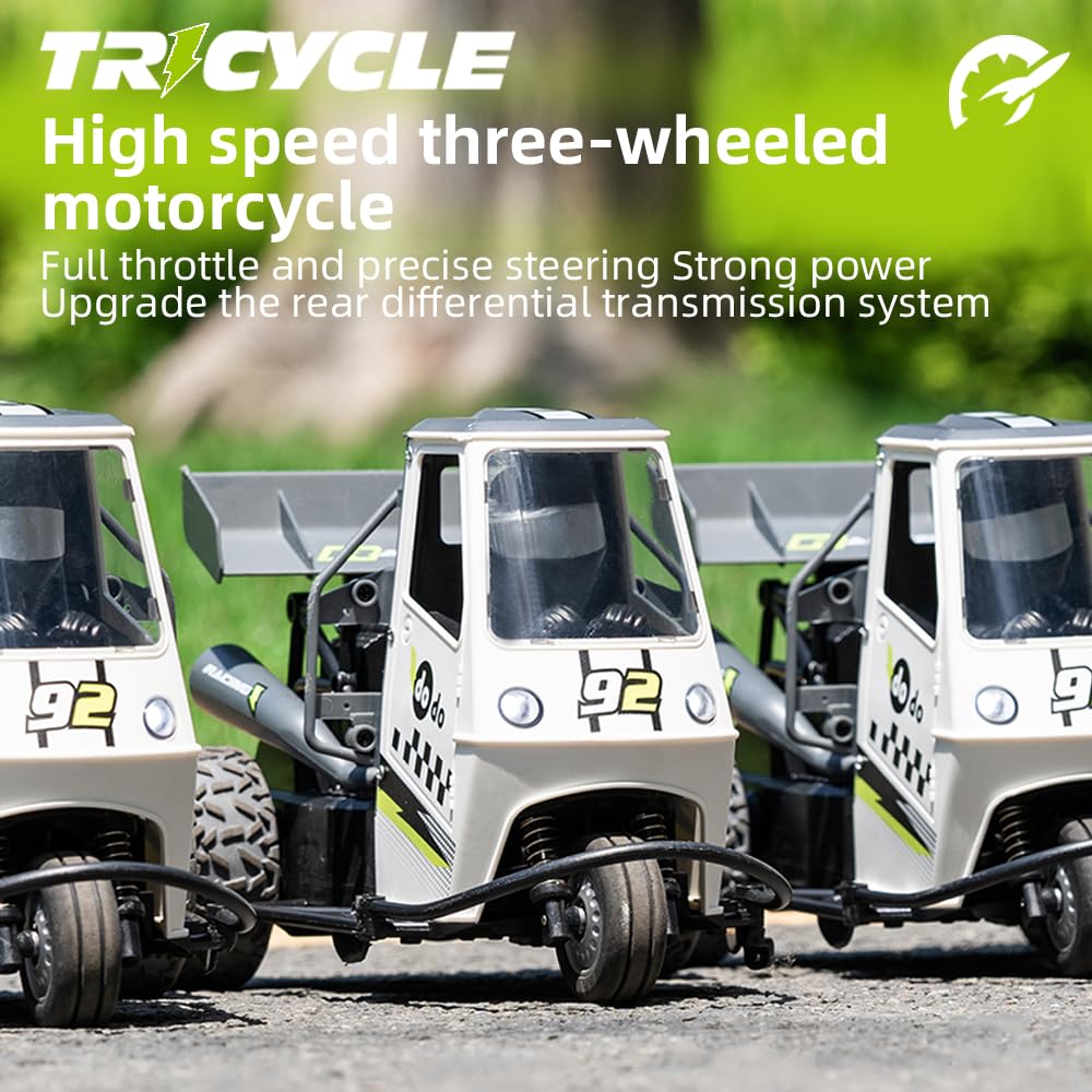 X-Verse Telecomando Stunt Car, RC Drift Tricycle, 2.4 Ghz 1:16 Alta Velocità Moto Elettrica Giocattoli, Regali per Bambini - 3 Batterie