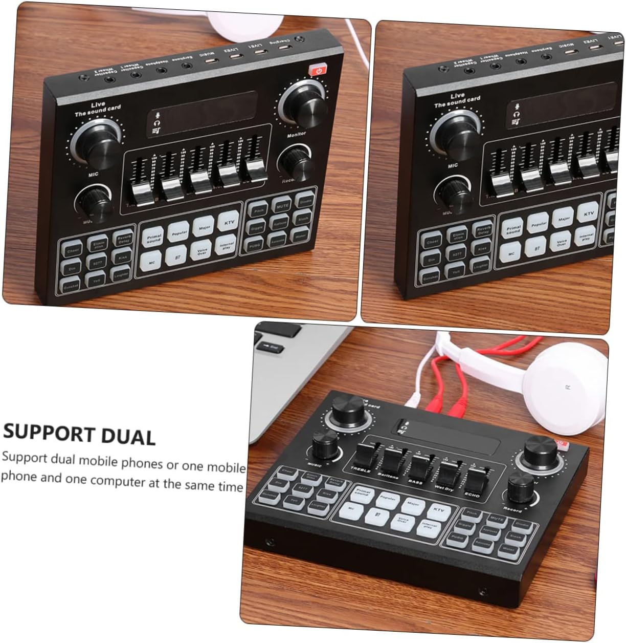 Portable Voice Changer Audio Mixer with Dsp Chip for Live Streaming and Gaming Compatible with Smartphones and Laptops Operation Dual Device Support