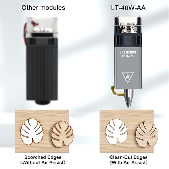 LASER TREE Laser Engraver Module, 5000mW(5W) Optical Output Power Laser Cutter Module w/Metal Air Assist Kit