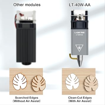 LASER TREE Laser Engraver Module, 5000mW(5W) Optical Output Power Laser Cutter Module w/Metal Air Assist Kit