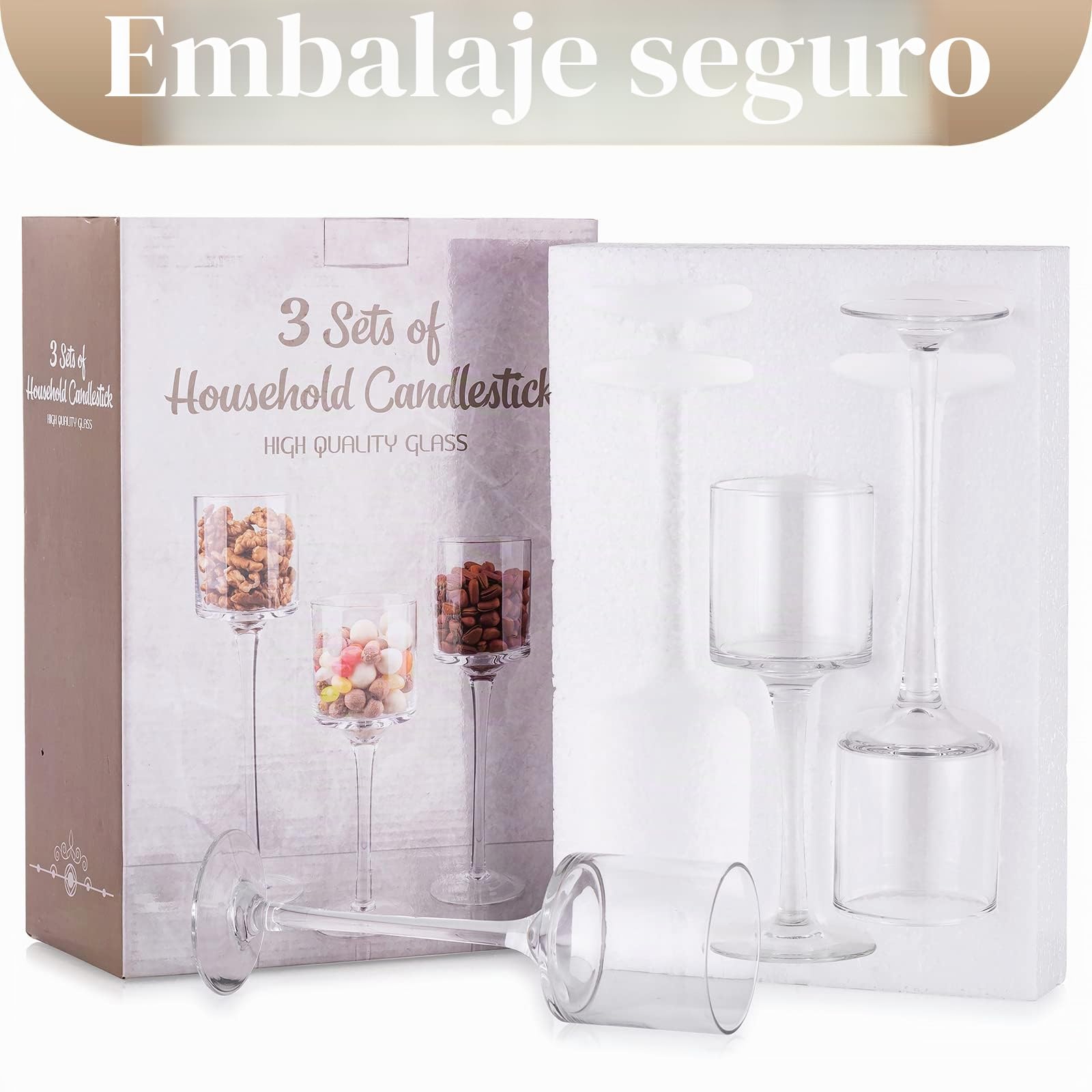 Sziqiqi Portavelas de Velas Pequeñas de Vidrio, 6 Piezas Portavelas de Columna Elegante Candelabros Transparente, Velas para Candelabros Centro de Mesa para Regalos de Boda y Decoración Navideña | Soporte alto para velas de té, para pilar pequeño, flotant