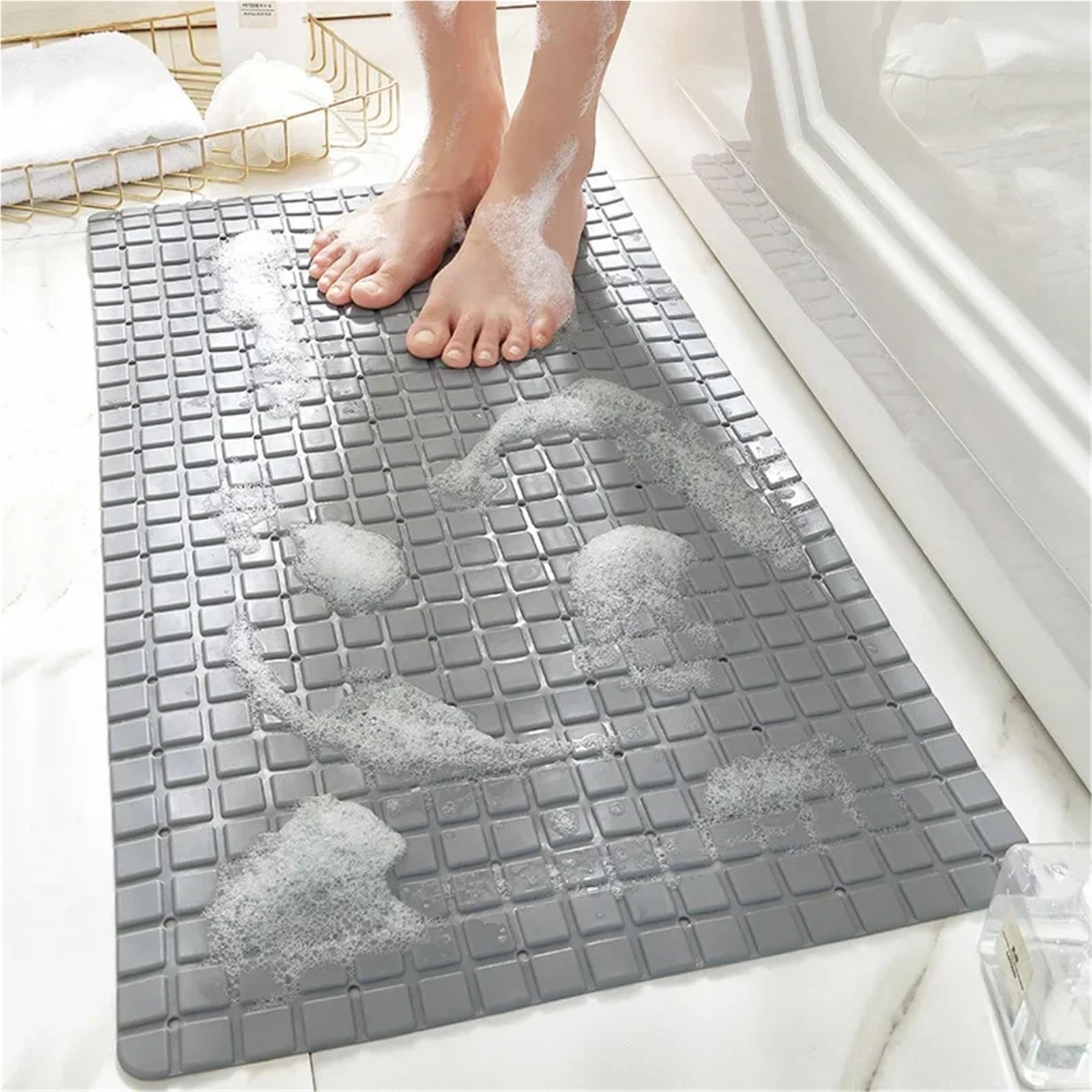 Alfombra Bañera Antideslizante Alfombrilla de baño 1 Pieza Antideslizante | Con ventosas y orificios de drenaje Baño de ducha de 27,9x15,7 pulgadas/71x40cm fácil de usar(White)