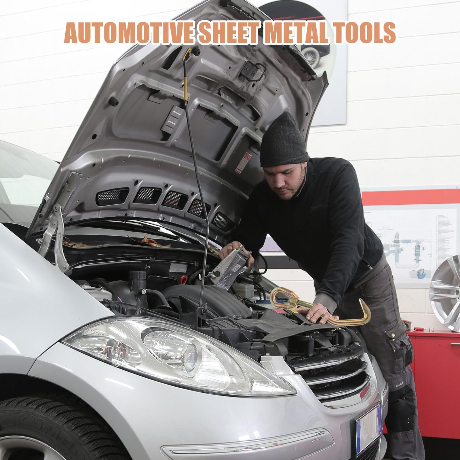 UPKOCH Gancho para Calibrar Metálica Acero Automotriz de Chapa Dorado para Forma Cabeza Redonda y Serpiente en Sujetar Firmemente Reparación de Carrocería