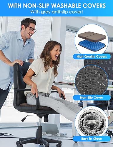 Miniatura 8 de Cojín de asiento de gel portátil para masaje de viaje, 14.5 x 10.5 pulgadas de grosor, plegable para silla de oficina, silla de ruedas, cadera