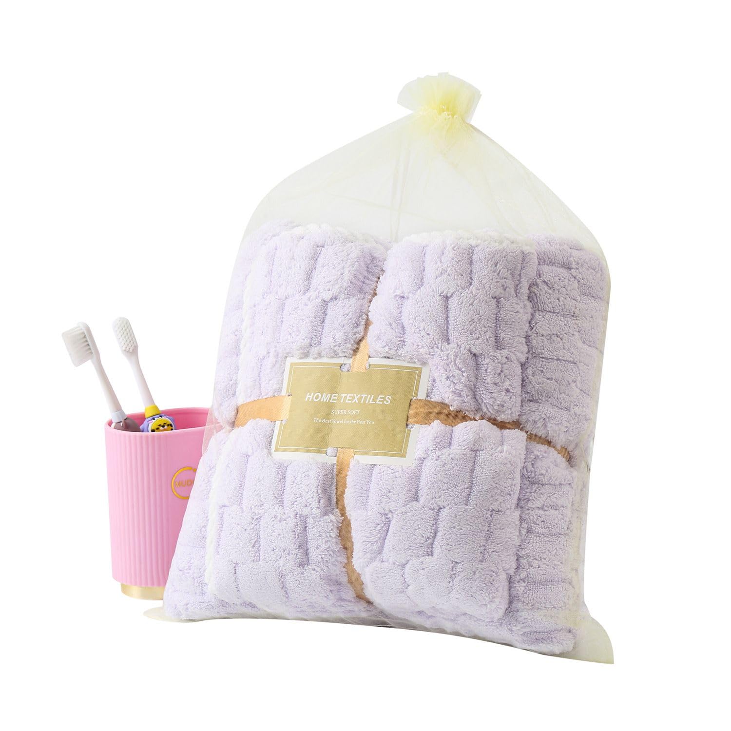 HomeCloud Microfiber Soft&Fuffy Bath Towel 400 GSM with Hanging Loop|3X Softer Than Cotton Towels|Highly Absorbent| for Home,Pool&Gym|Set of 2 (1Bath(140x72cm),1Face Towel(75x35cm),Purple