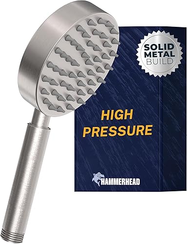 Miniatura 9 de HammerHead Showers® Cabezal de ducha de mano de metal sólido, negro mate, cabezales de ducha de bajo flujo de 1.75 GPM, varita rociadora de 4