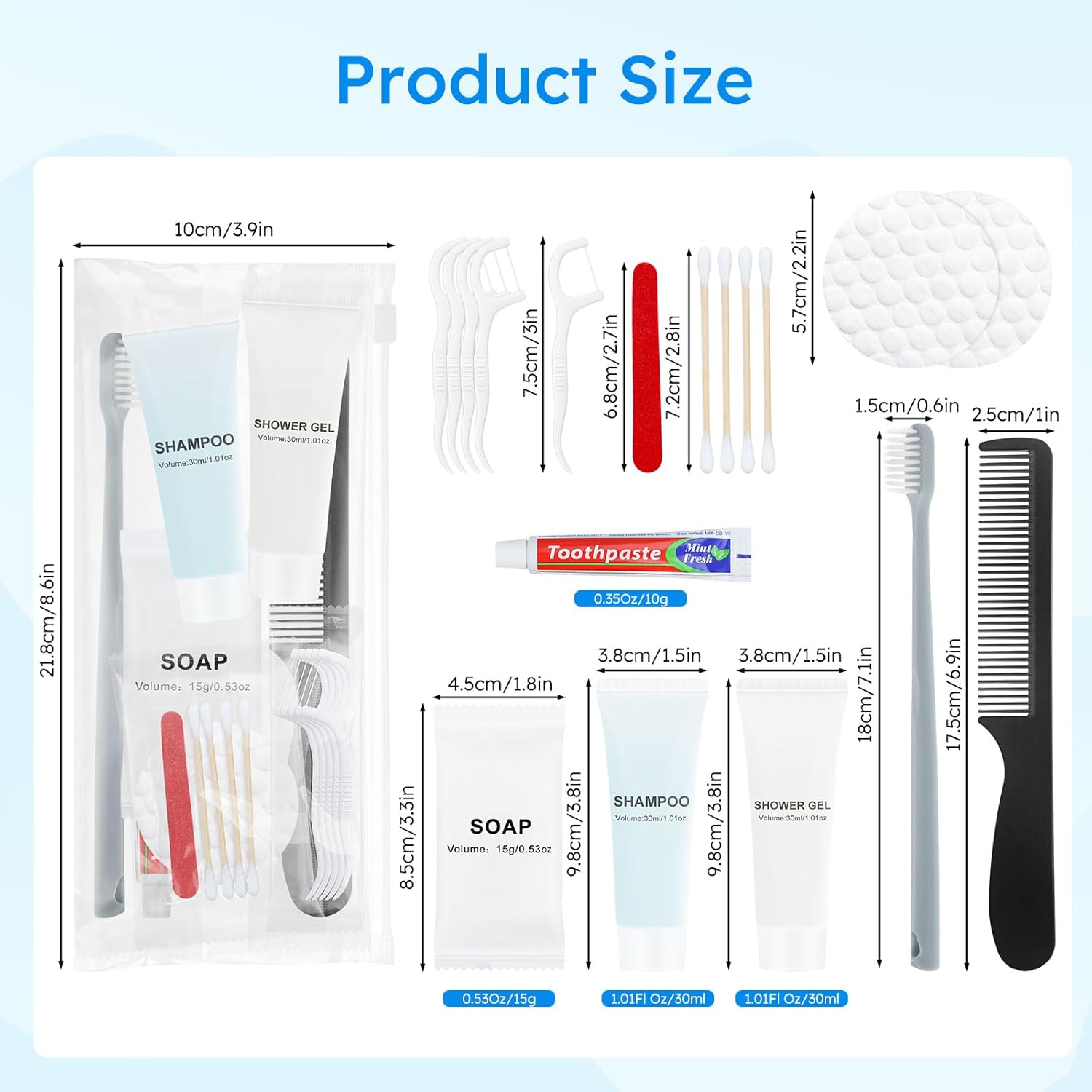 Hygiene Kits and Bulk Convenience Kits Feature Double-Sealed Individual Packaging. Personal Hygiene Kits are Suitable for Hotels, Camping, Home Use, and Travel (100-PACK)