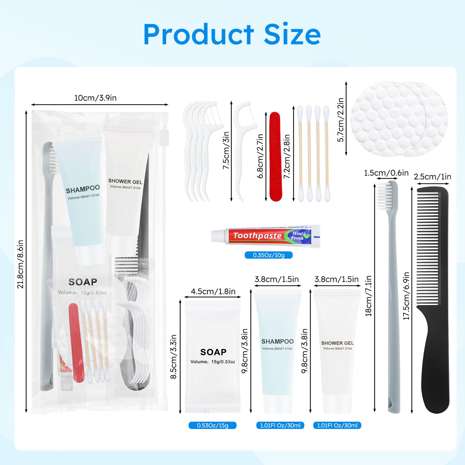 I kit igienici e i kit convenienza alla rinfusa presentano una confezione individuale a doppia tenuta. I kit di igiene personale sono adatti per hotel, campeggio, uso domestico e viaggi