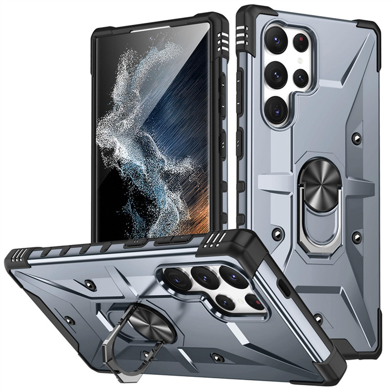 Coque Samsung S26 Plus antichoc grise mince etui PC rigide avec support bague