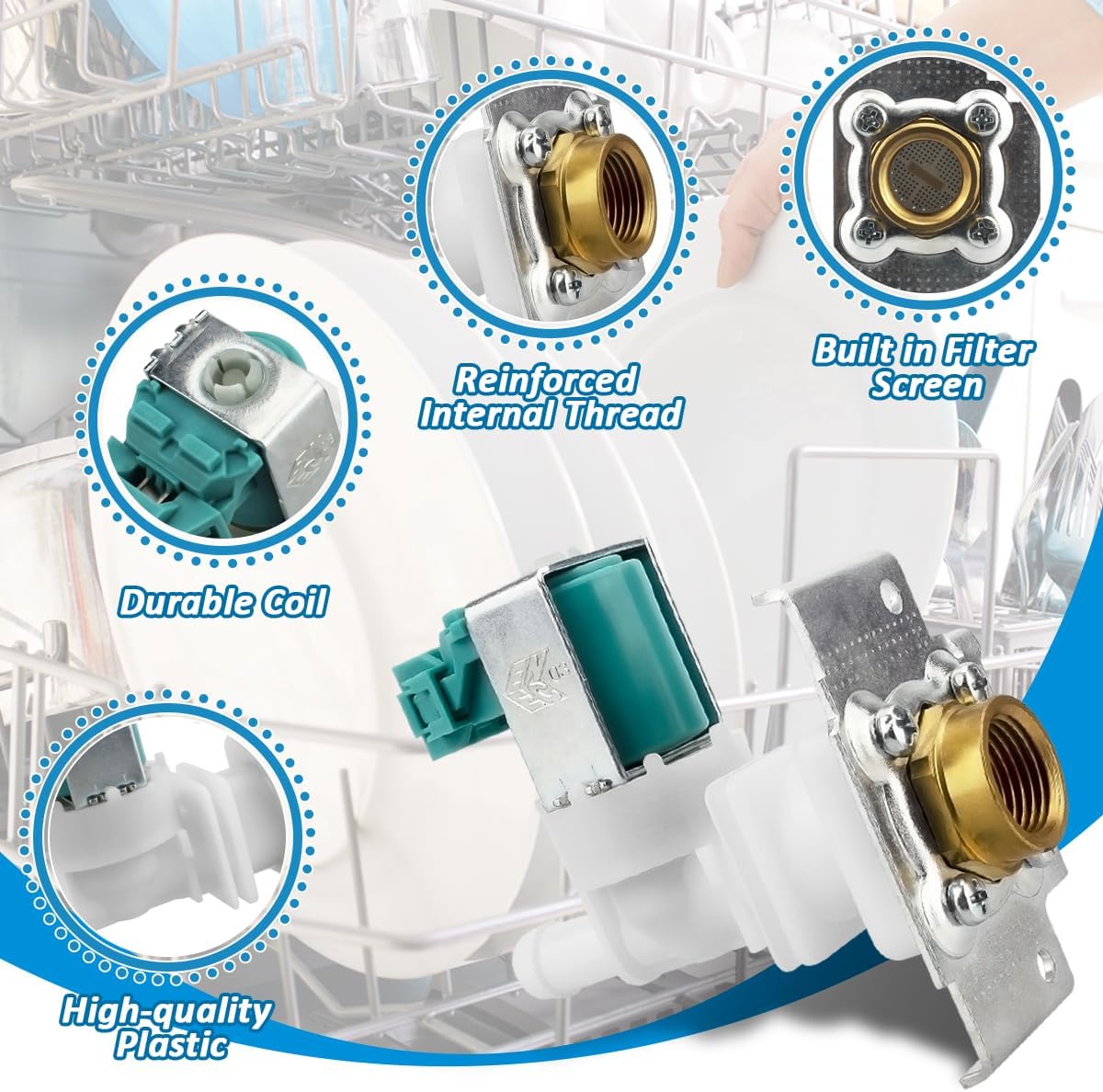 622058 00622058 Bosch Dishwasher Part Replacements for Water Inlet Valve Fit Thermador Kenmore Dishwasher Valve Access AP4927070 PS3491417 33299010 1999956 PS8728724 Water Inlet Flow Controls