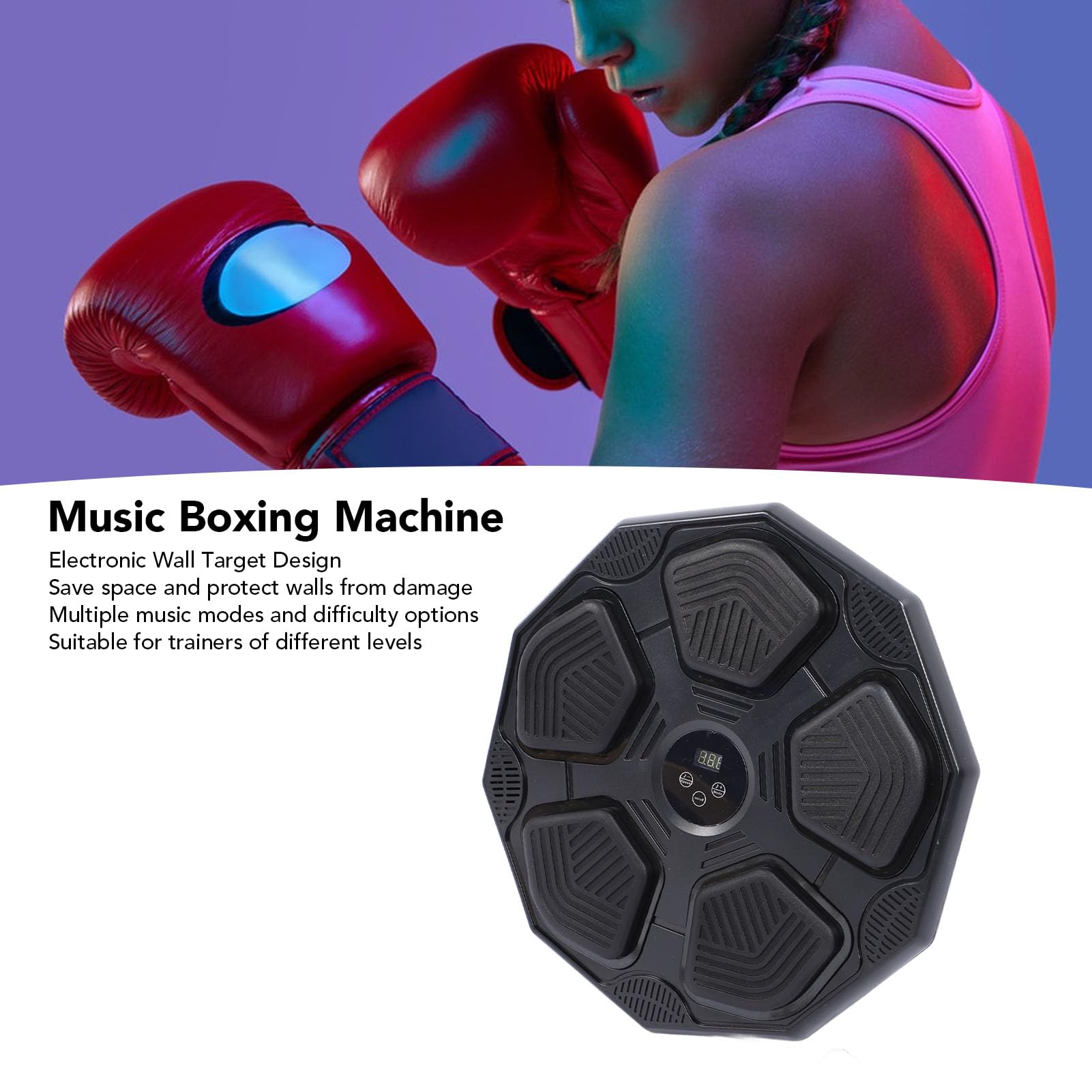 Alomejor Punzonadora Musical Inteligente para Entrenamiento, Objetivo de Boxeo Electrónico Montado en la Pared con de Música para Adultos y Niños