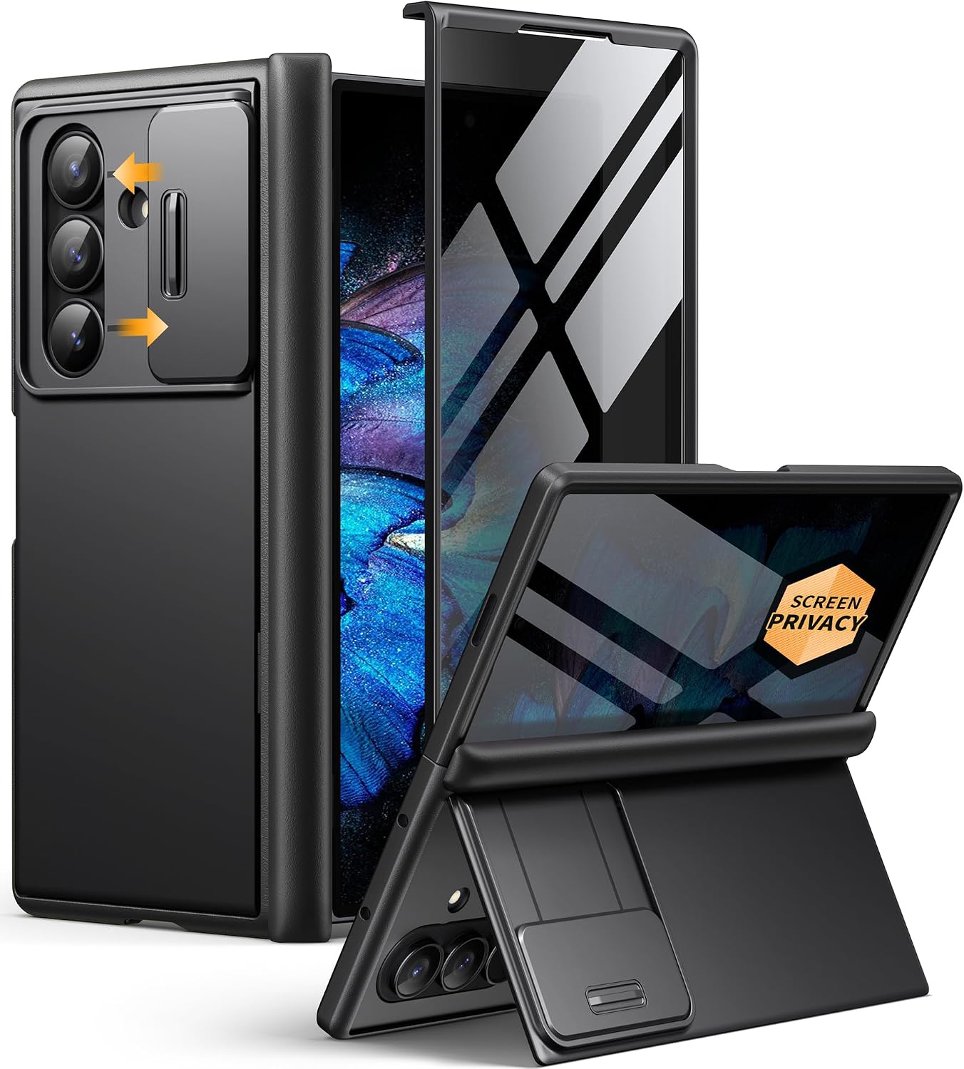 BERFY for Z Fold 8 Ultra Case, Built-in Privacy Screen & Kickstand, Black