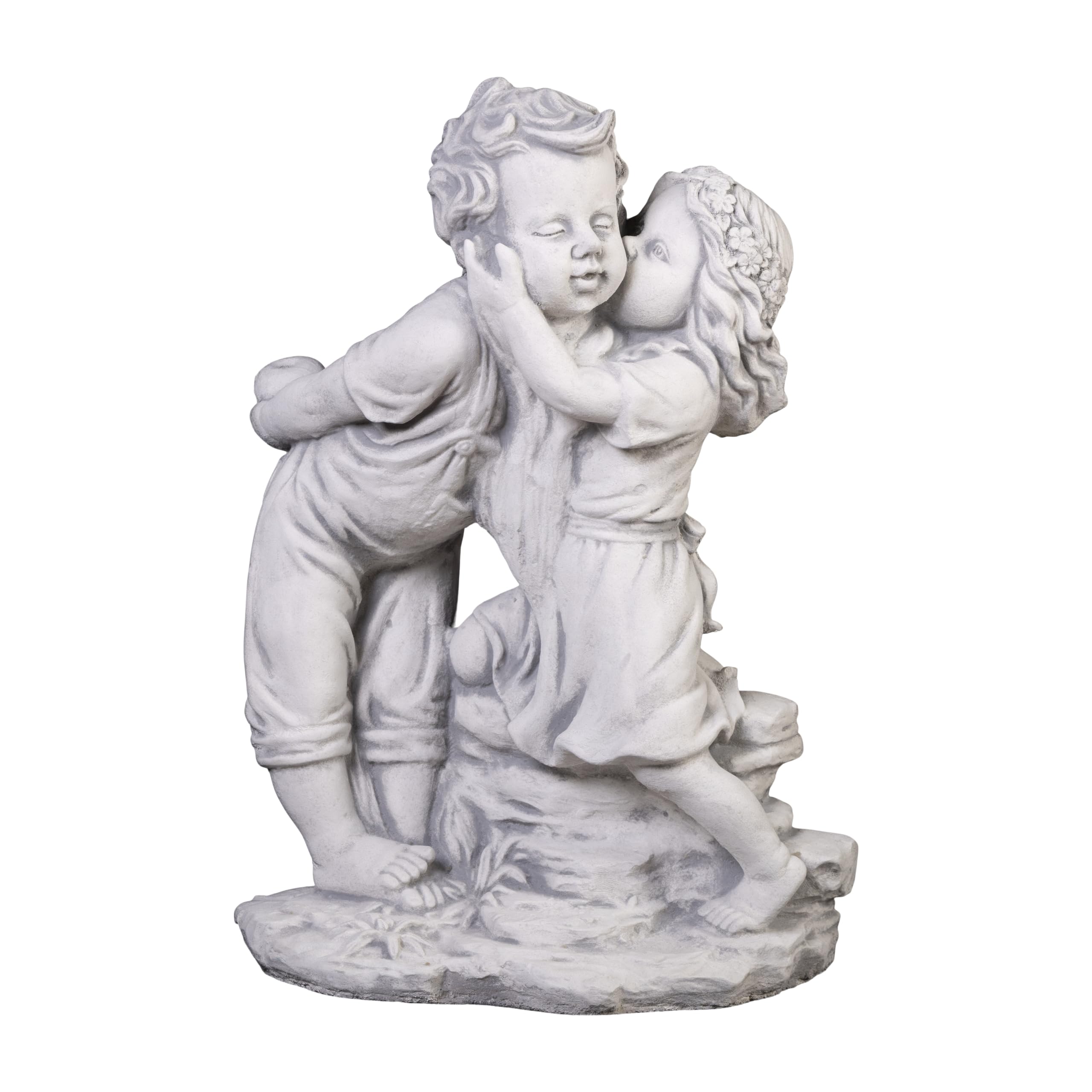 gartendekoparadies.de Statua da giardino per bambini e bambine, statuetta in pietra H. 49 cm, 20 kg, grigia, resistente al gelo, per esterni