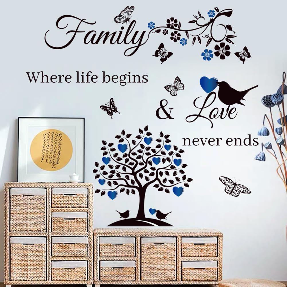 Calcomanías de pared con frases de familia, calcomanías inspiradoras para pared, sala de estar, dormitorio, decoración del hogar, calcomanías de pared, murales de vinilo, calcomanías de arte de pared