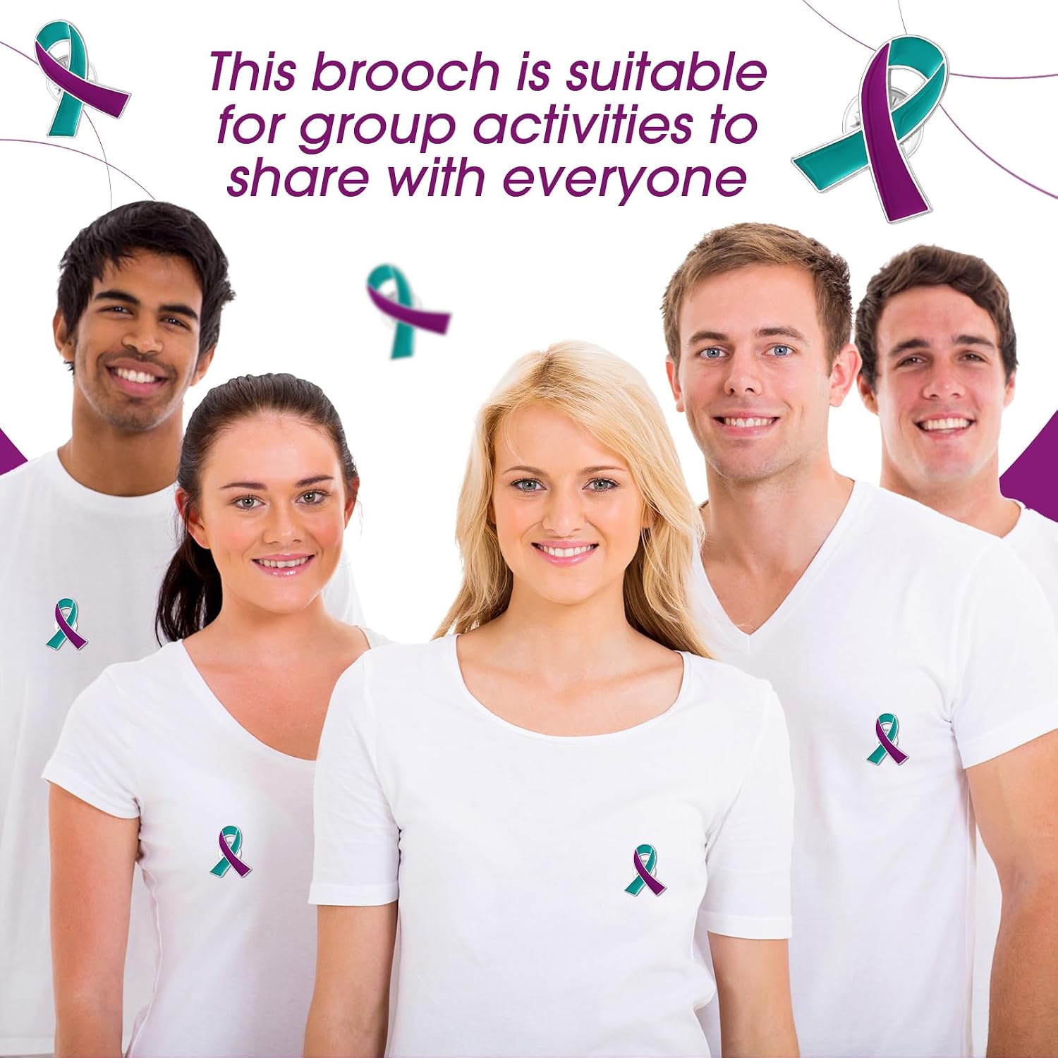 Batiyeer Suicide Prevention Awareness Ribbon Pin Bulk, Teal Purple Awareness Ribbon Pin for Souvenir Series Gift, Party Favor