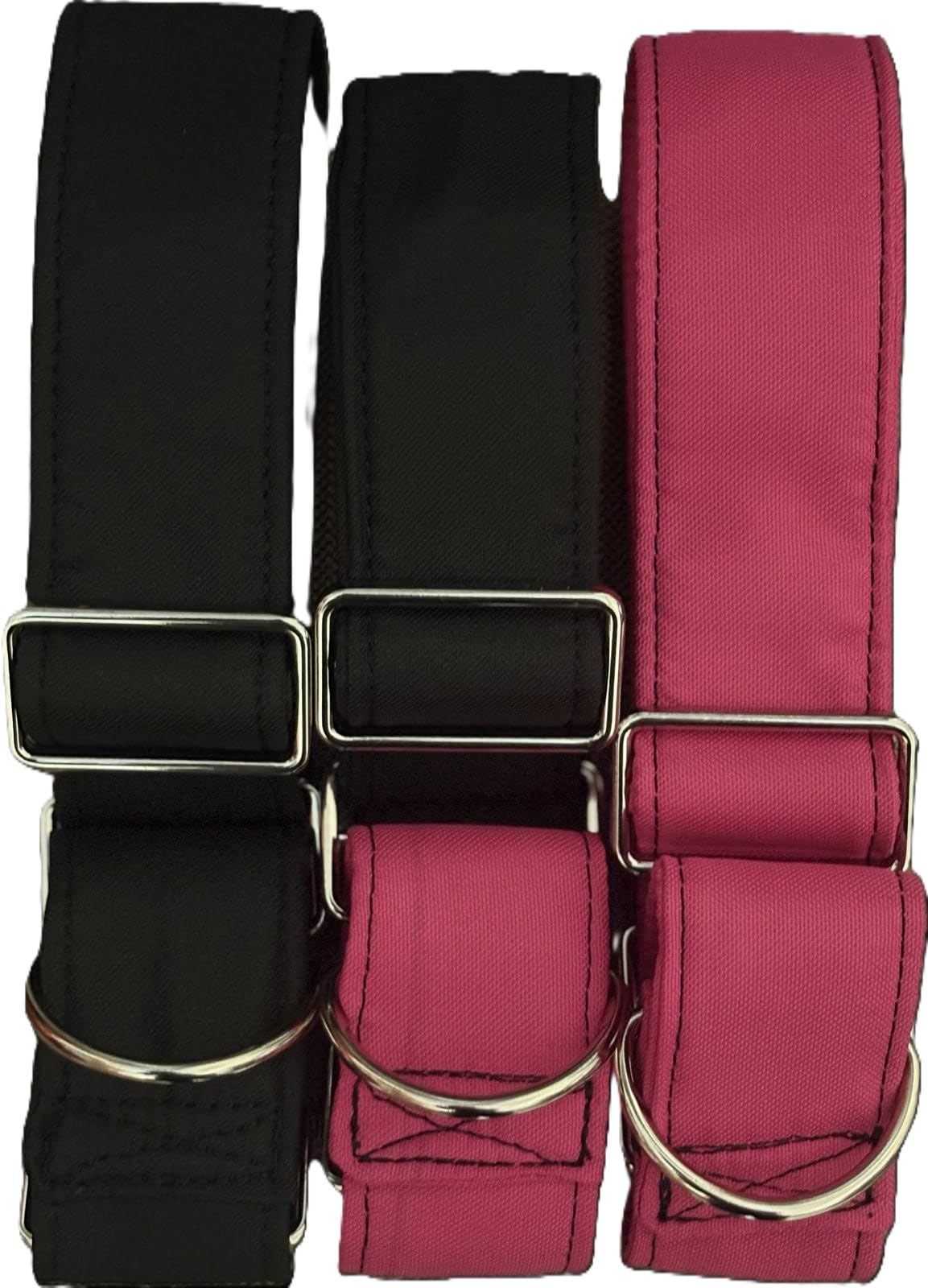 collare Martingala per cani idrorepellente-handmade-Martingala Khan (bicolor nero e rosa, L 40cm-55cm)