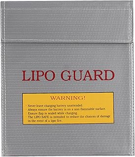 【バッテリーの火災対策に!】AQUALOACH リポガード 防火・防爆 LIPO GUARD 防炎バッグ 難燃素材 リチウムバッテリー 保管袋 充電安全袋 モバイルバッテリー 発火防止 耐火ポーチ 18×23cm (シルバー)