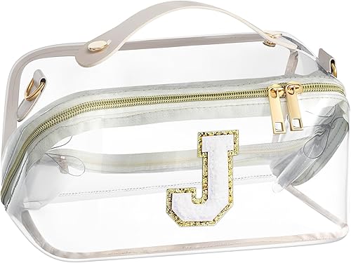 YOOLIFE Monederos transparentes con monograma para mujeres, bolsa de maquillaje personalizada para el estadio, neceser de viaje para mujeres,