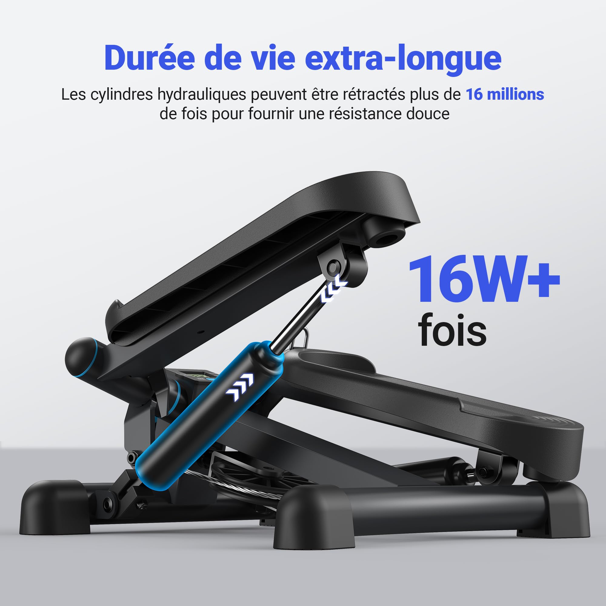 MERACH Stepper 2 en 1 pour la Maison, Silencieux 150 kg avec Écran LCD, Fitness avec Cordes de Puissance