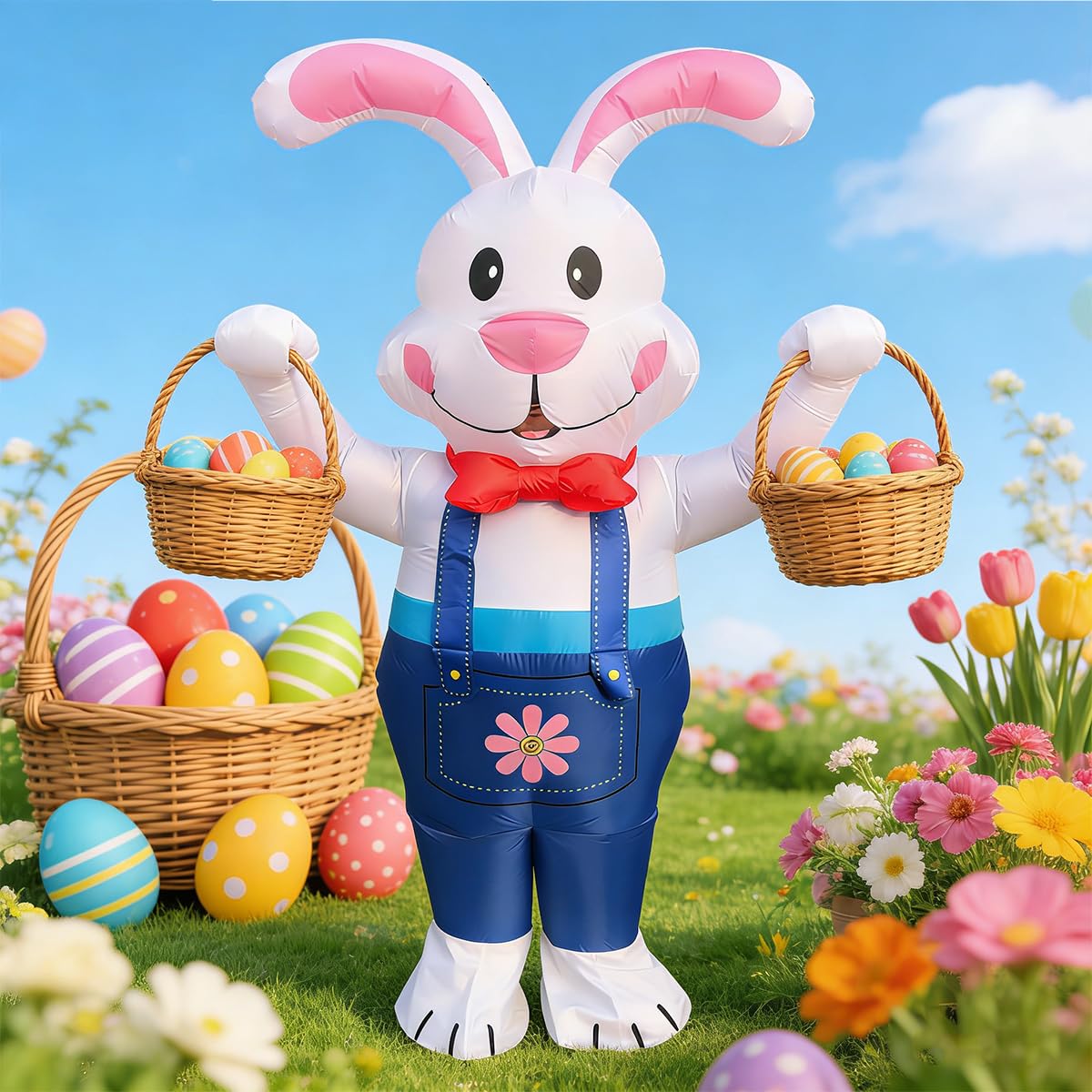 JASHKE Disfraz Inflable de Conejo Adulto Disfraces Conejo de Pascua Disfraces Conejos hinchables Traje Inflable para Pascua