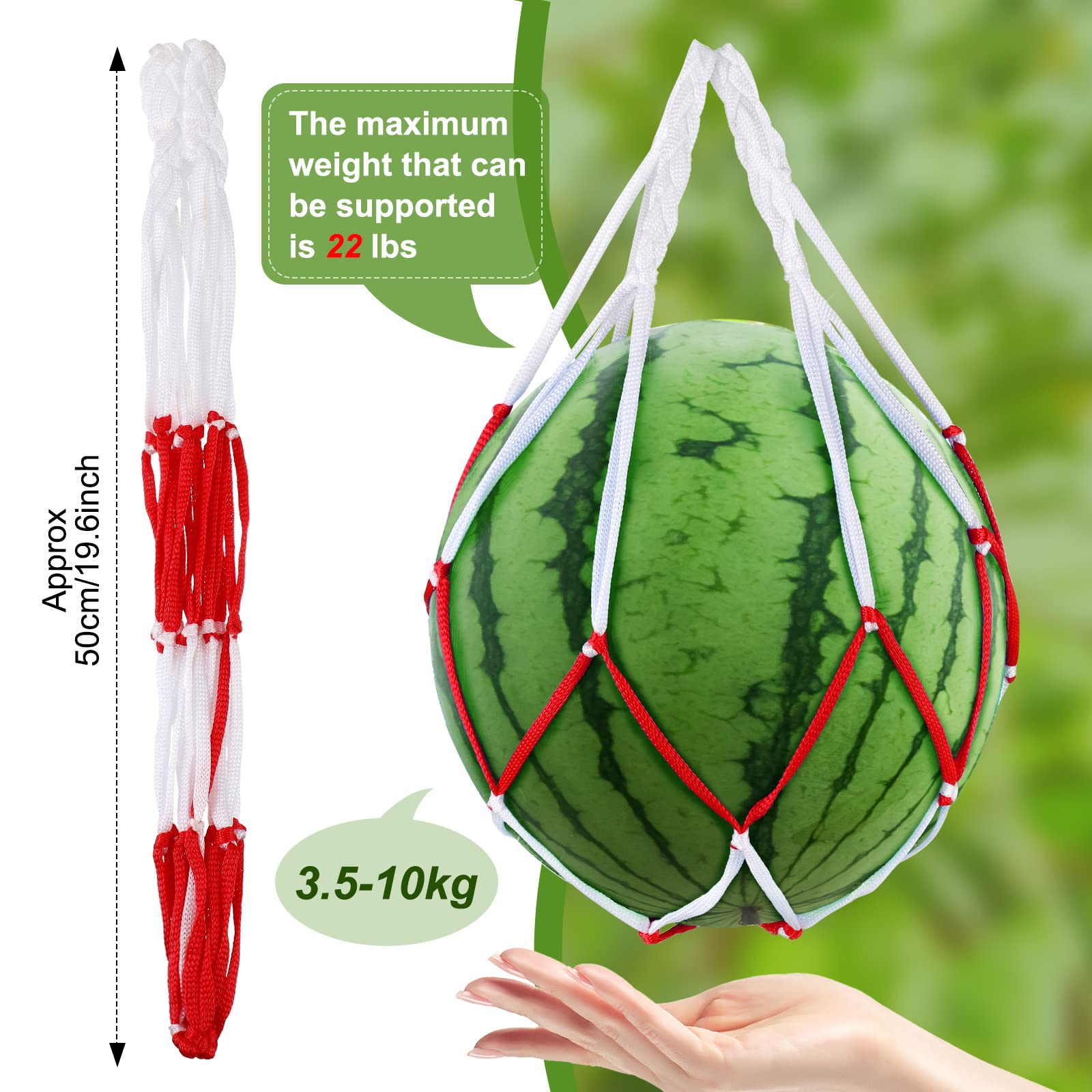 10 Stück Melonen Hängenetze Mit D-Haken - Für Wassermelonen, Kürbis & Vertikalen Gartenbau