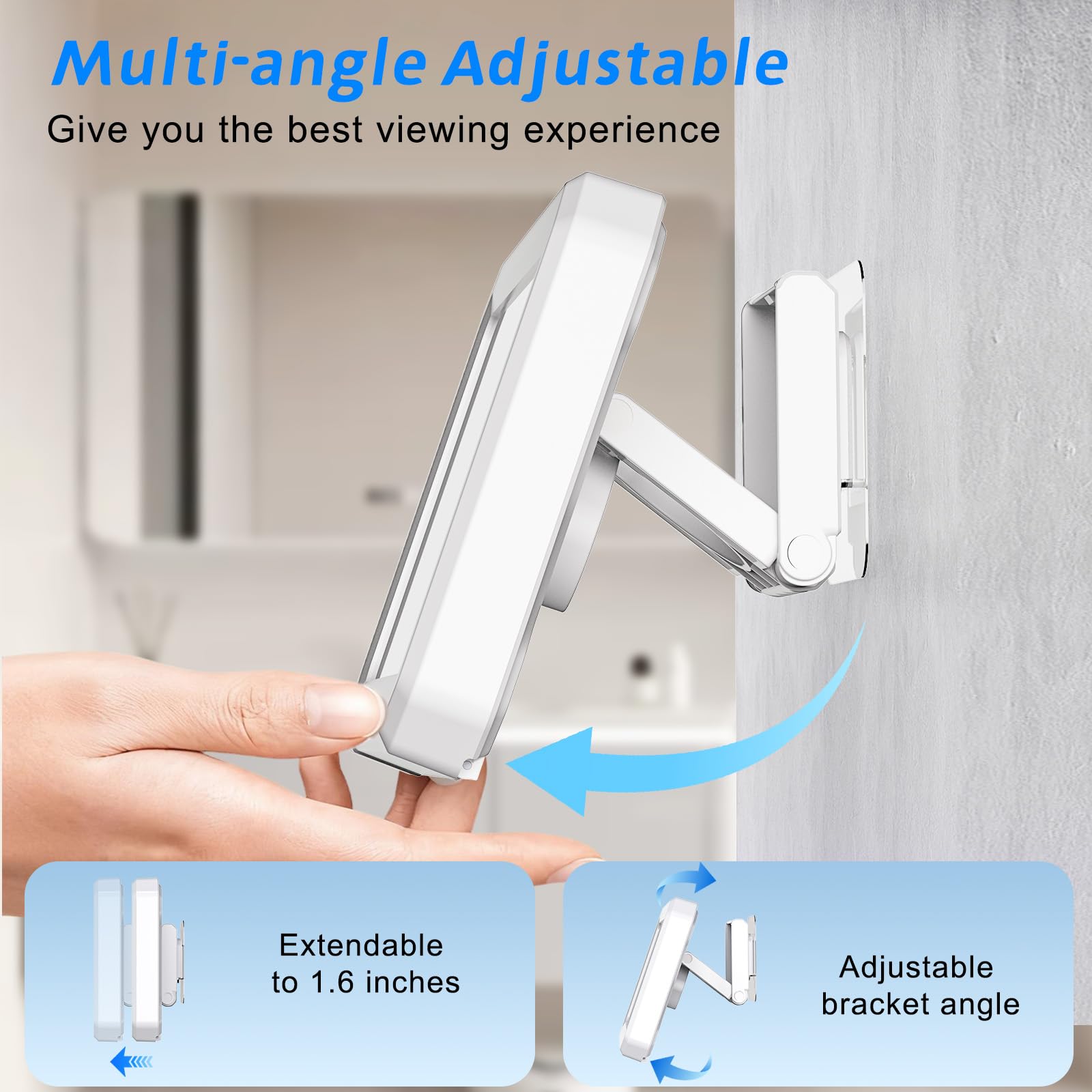 Dusch-Handyhalterung, wasserdicht, Multi-Winkel, verstellbar, Wandmontage, Telefonhalter für Badezimmer, Badewanne, Küchenspiegel, kompatibel mit allen 4-7 Zoll Smartphones