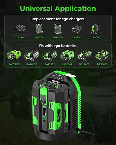 Miniatura 3 de Repuesto para cargador de batería EGO 56V compatible con batería EGO 56V BA1400T BA2242T BA2800T BA3360T - para EGO Power+ CH3200 CH5500 CH2800D