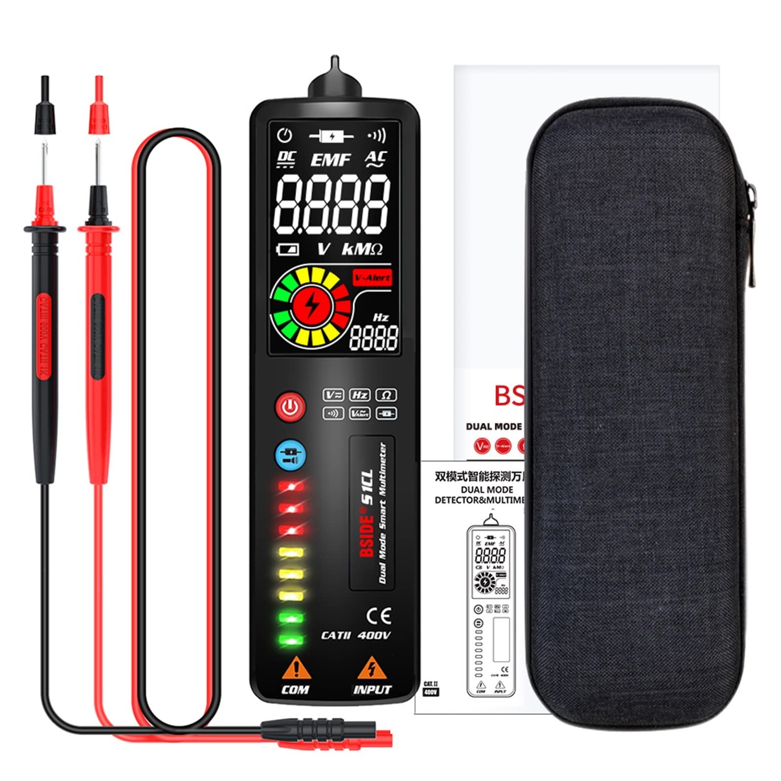 Tester della Batteria, BSIDE 2.4 '' LCD Rilevatore di Tensione Senza Contatto Circuito Volt Penna del Tester del voltmetro NCV Socket Live Wire Check Hz Ohm continuità | BSIDE S1CL New