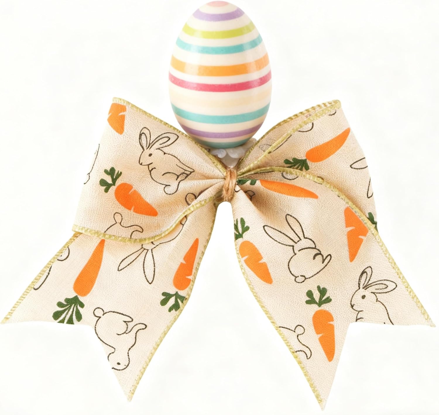 12 Pcs 6 Inch Easter Burlap Bows Bunny & Carrot Spring Decorations Bow for Gift Wrapping, Tree Topper, Front Door, Party & Home Decorations - Image 4