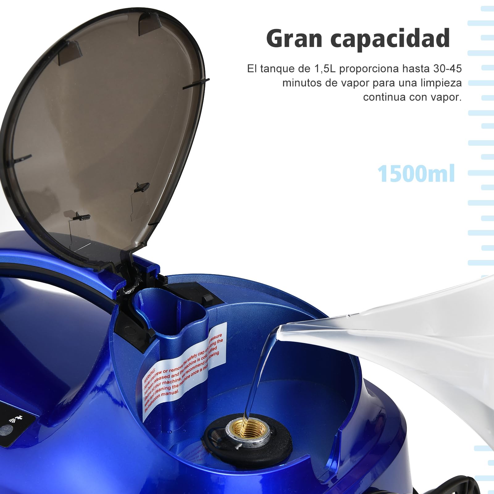 COSTWAY Limpiadora de Vapor 2000W, Vaporeta de Mano con 18 Accesorios, 4 Bar / 1,5L Tank/hasta 108°C/LED, Vaporizador con Cierre de Seguridad para Niños para Alfombra, Piso (Azul)