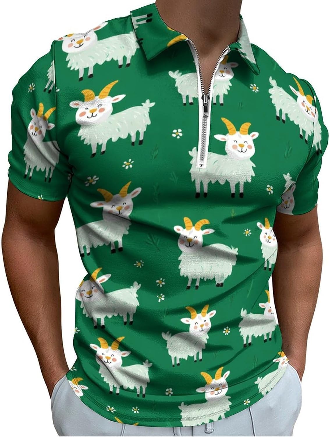 Men's Short Sleeve Polo Shirt Zipper Quick Dry Athletic Top for Golf Tennis Gym