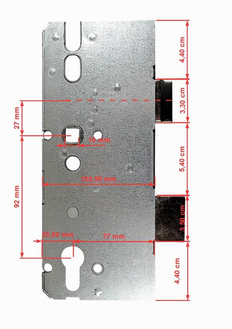 KFV Reparatur Schlosskasten Hauptschloss AS 8092 Dornmaß: 80mm (77mm) / Entfernung 92mm, incl. SN-TEC Montagematerial zum Schrauben und Nieten & SN-TEC Montageanleitung