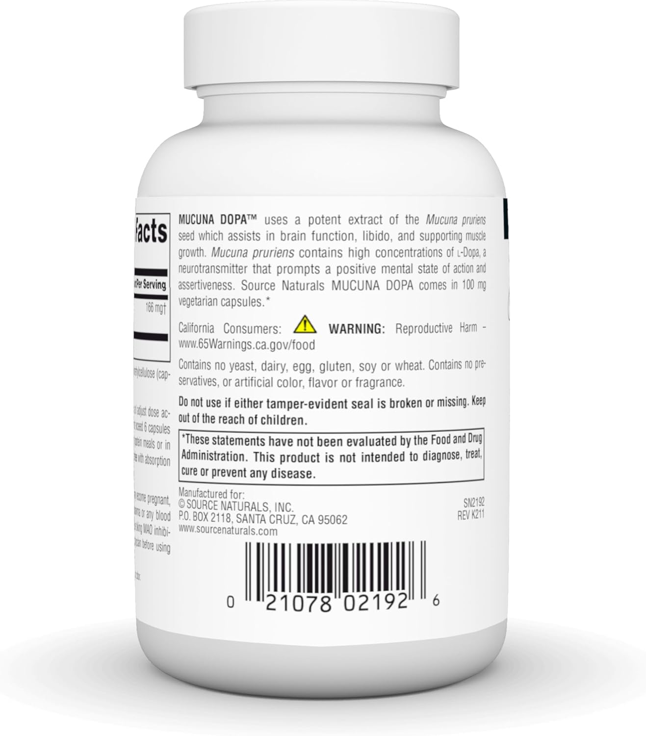 Source Naturals Mucuna Dopa, for Mood & Performance*, 100 mg - 120 Vegetarian Capsules - Image 3