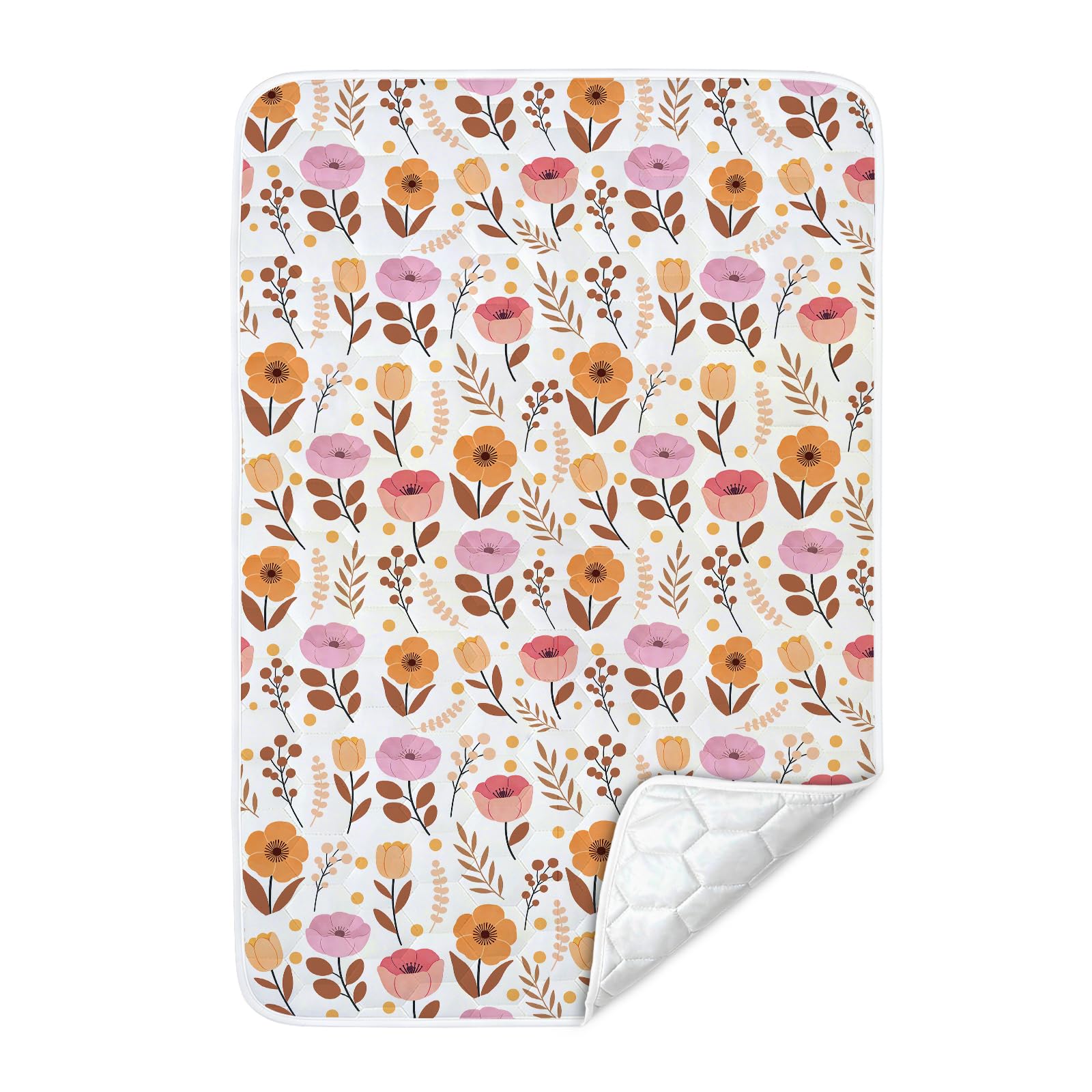 Shaeotek Flower Pee Pads, Potty Training Bed Pads, 100% Waterproof & Bed Wetting Sheets For Single & Toddler Beds, Non Slip, Cute Pattern