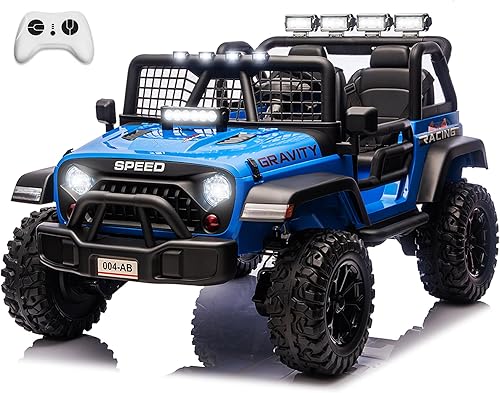 sopbost Auto de 24 V con control remoto, 4 x 200 W, juguete de 2 plazas para niños, vehículos eléctricos para niños 4WD, camión XL con ruedas EVA,