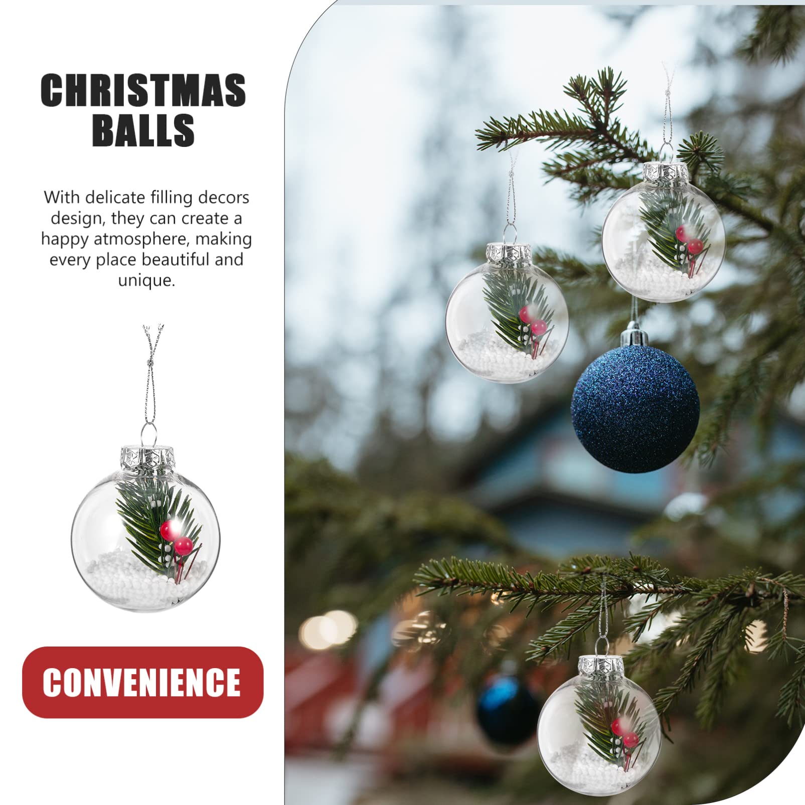 Abaodam 36pezzi Decorazioni Natalizie Trasparenti Pet Palline Da Appendere Per Albero Di Natale Ornamenti Festivi Per Compleanni e Matrimoni