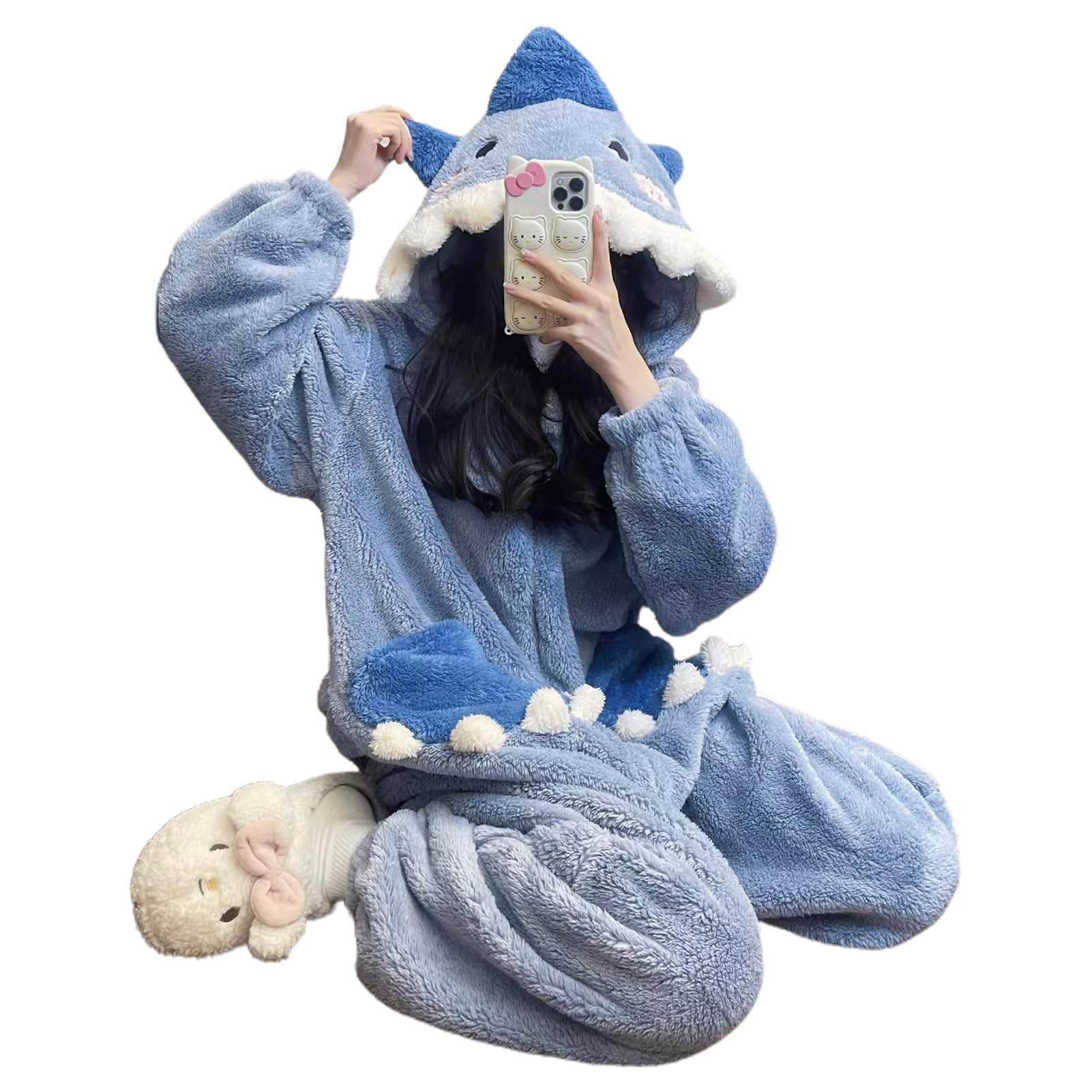 Shark Onesie Pigiama per Adulti con Cappuccio di Squalo Caldo Cartoon Morbido per Bambini e Adulti Regalo | Morbido per Bambini e Adulti Regalo