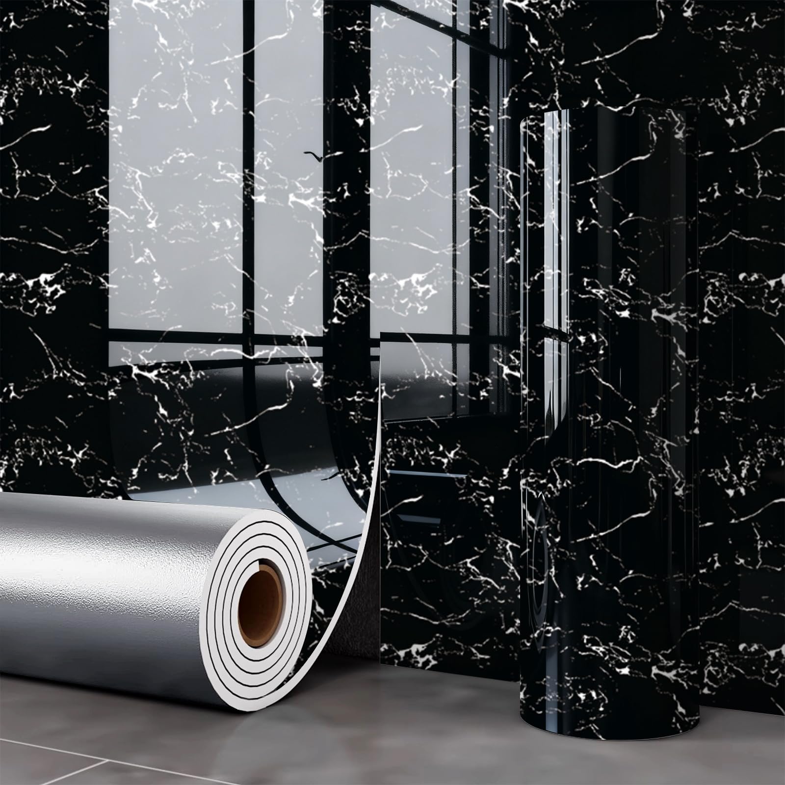 Marble Wallpaper Self Adhesive Vinyl Wrap 40 * 300 cm, 2 mm Thick, Marble Sticky Back Peel and Stick Waterproof Wallpaper,Worktop Vinyl Covering for Kitchen,Furniture,Cupboards,bathroom,E