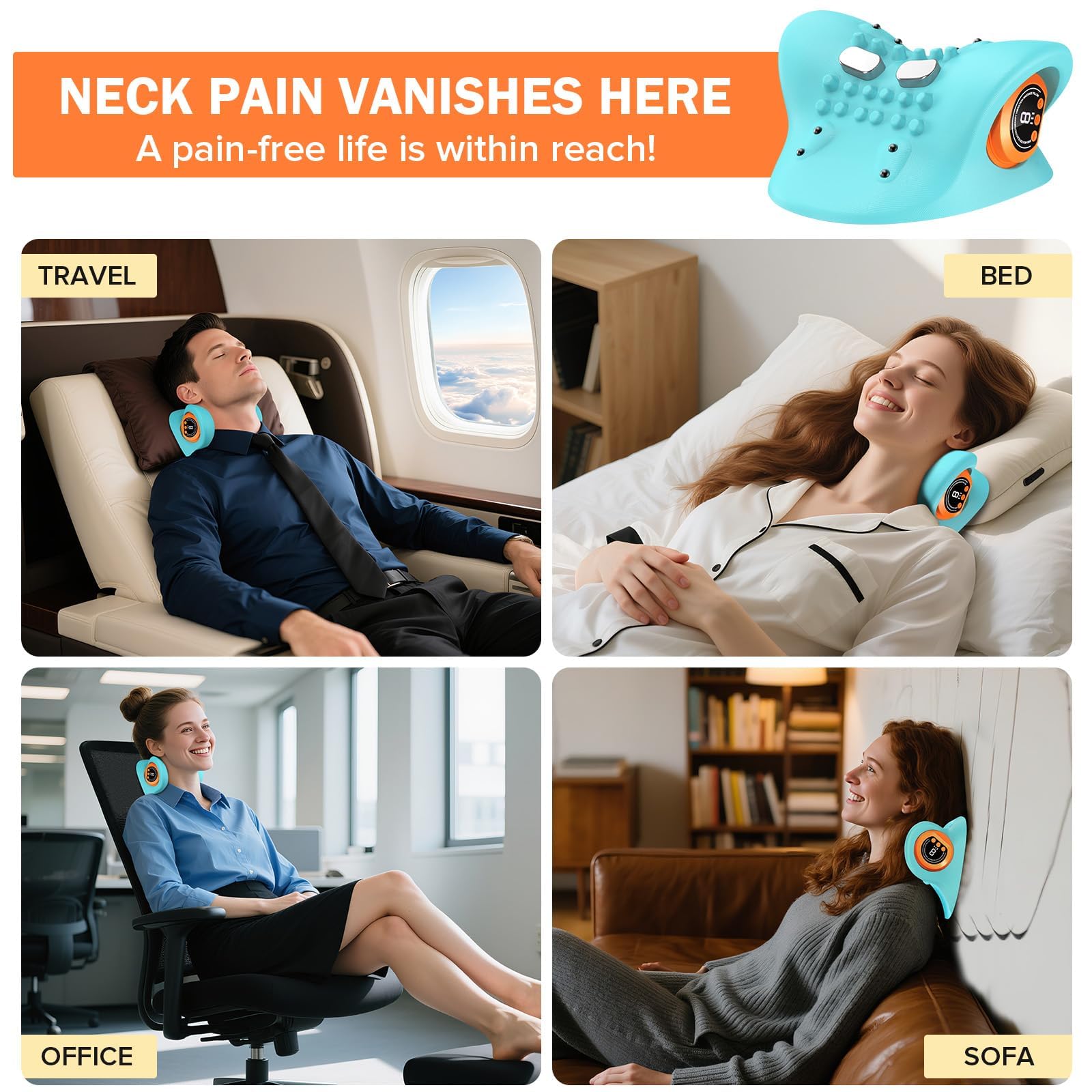 Masajeador Cervical Almohada Cervical Alivia Dolor Rigidez Cuello para Hombres Mujeres Oficina