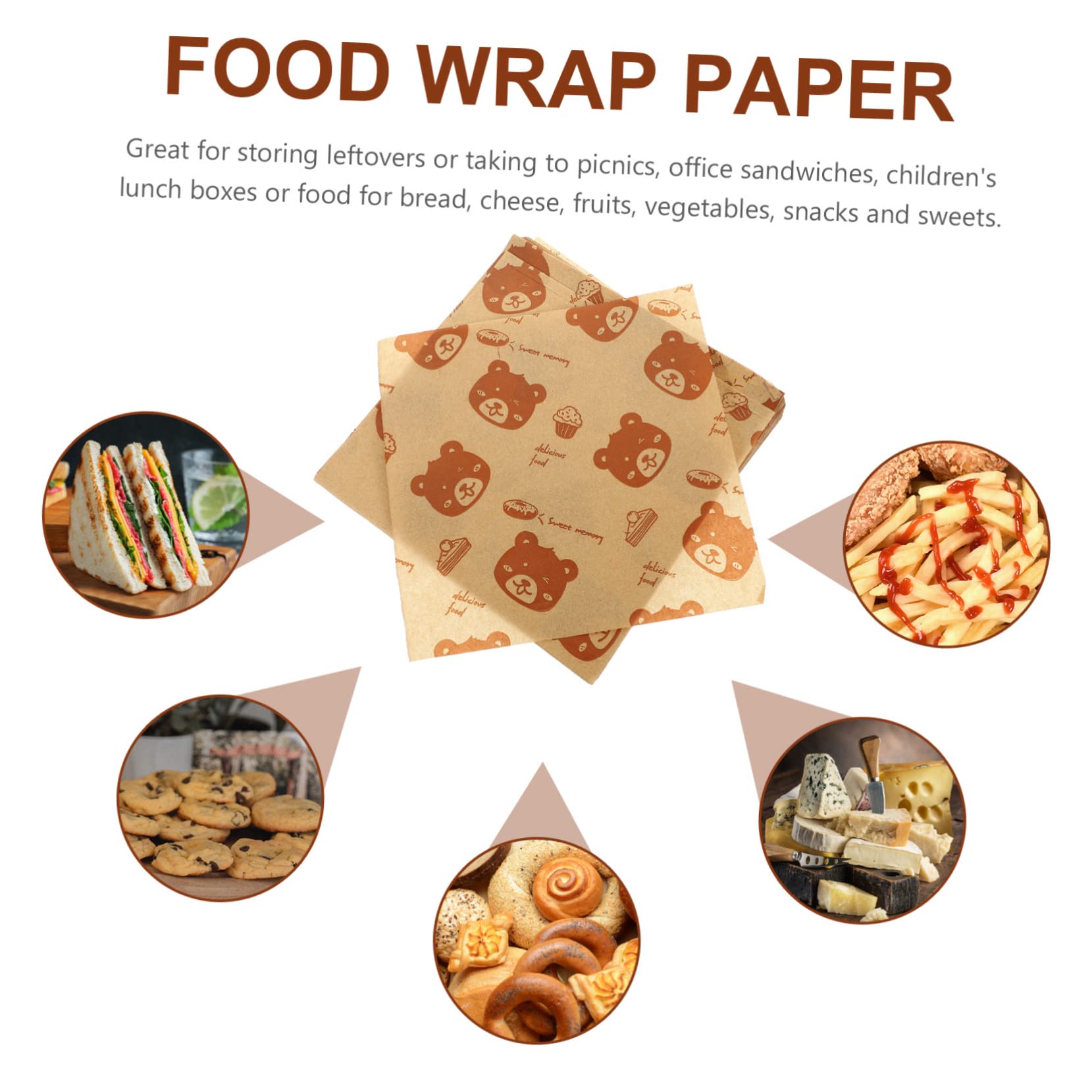 MAGICLULU 500blätter Sandwichpapier aus Lebensmittelpapier Backpapier für Sandwiches und Kuchen Feinkostpapierbögen zum Verpacken von Lebensmitteln