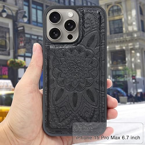Miniatura 6 de Harryshell Funda tipo cartera compatible con iPhone 15 Pro Max de 6.7 pulgadas 5G 2023, funda extraíble desmontable para teléfono, bolsillo para