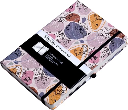 Miniatura 2 de Diario de cuadrícula punteada de estilo bohemio contemporáneo de 5.64 ozm, papel grueso de primera calidad, banda elástica y soporte para bolígrafo,