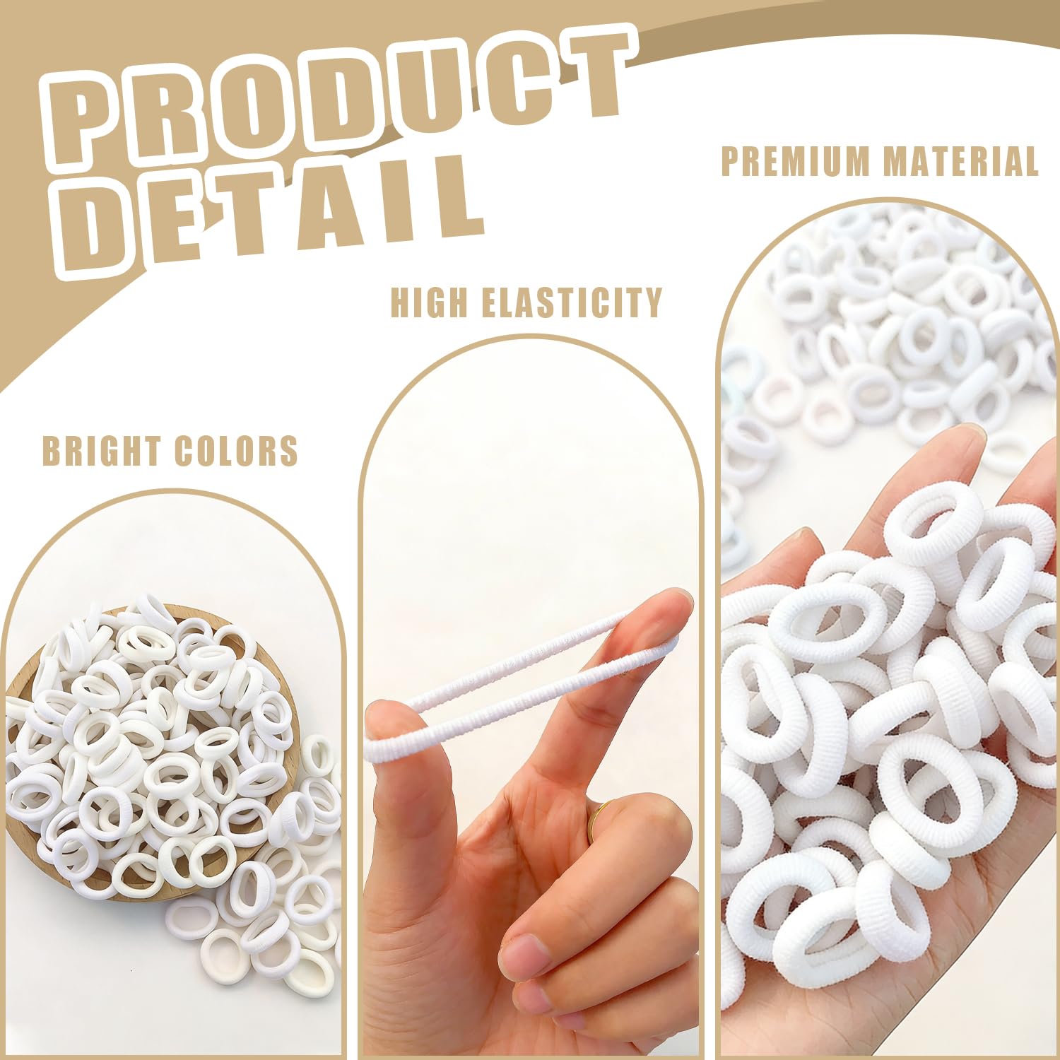 300 Pezzi Elastici per Capelli Bambini, Piccoli Elastici per Code 20mm, Legacci per Capelli Neonati e Ragazze (Bianco)