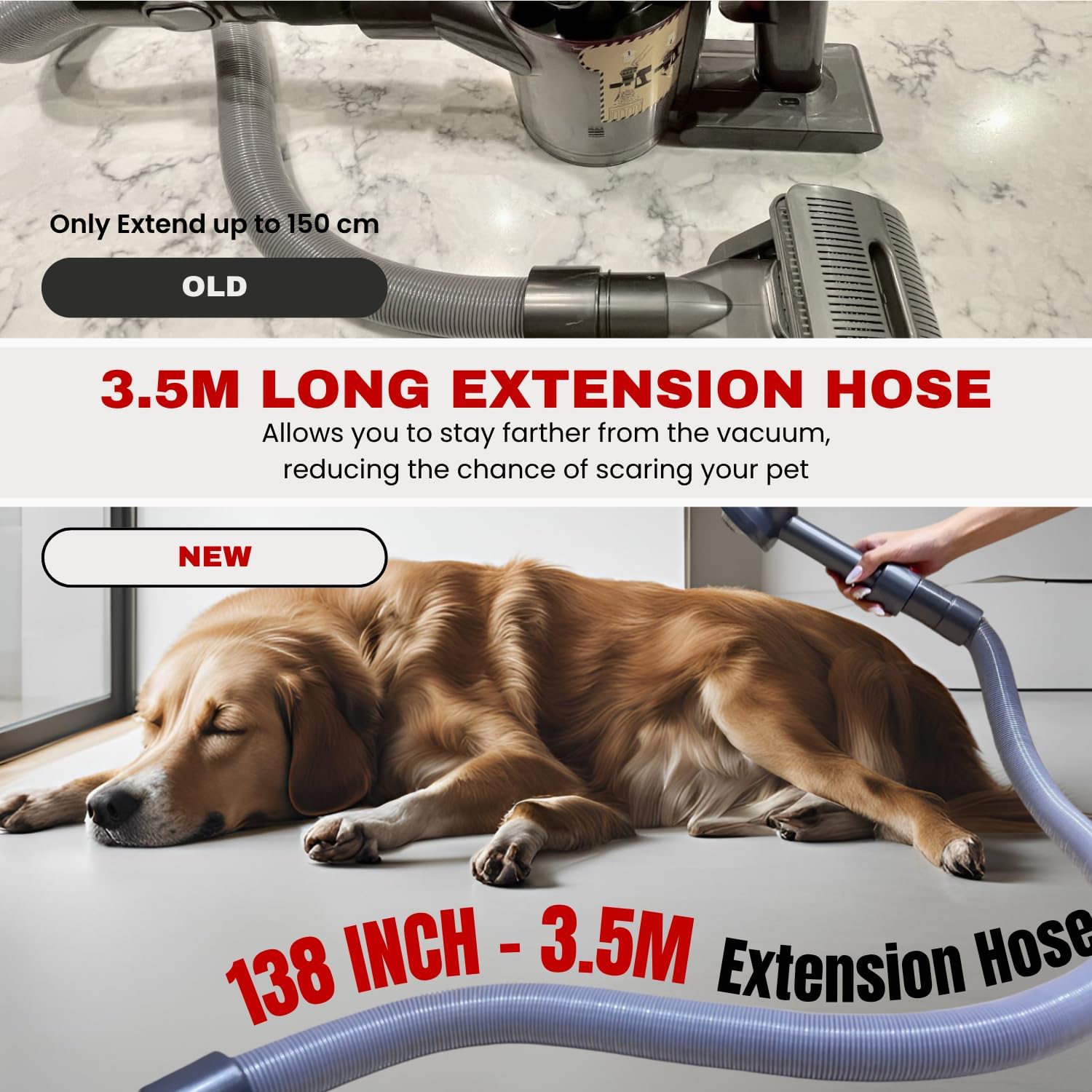 Dog Brush Vacuum Attachment for Miele Classic C1 C2 C3, Shark NV350 NV500 NV501 HV300 HV371 HV372 & Small Shop Vacs (1-1/4'' Vacuum Hose) - Pet Grooming/Removal Attachment for Dogs Cats
