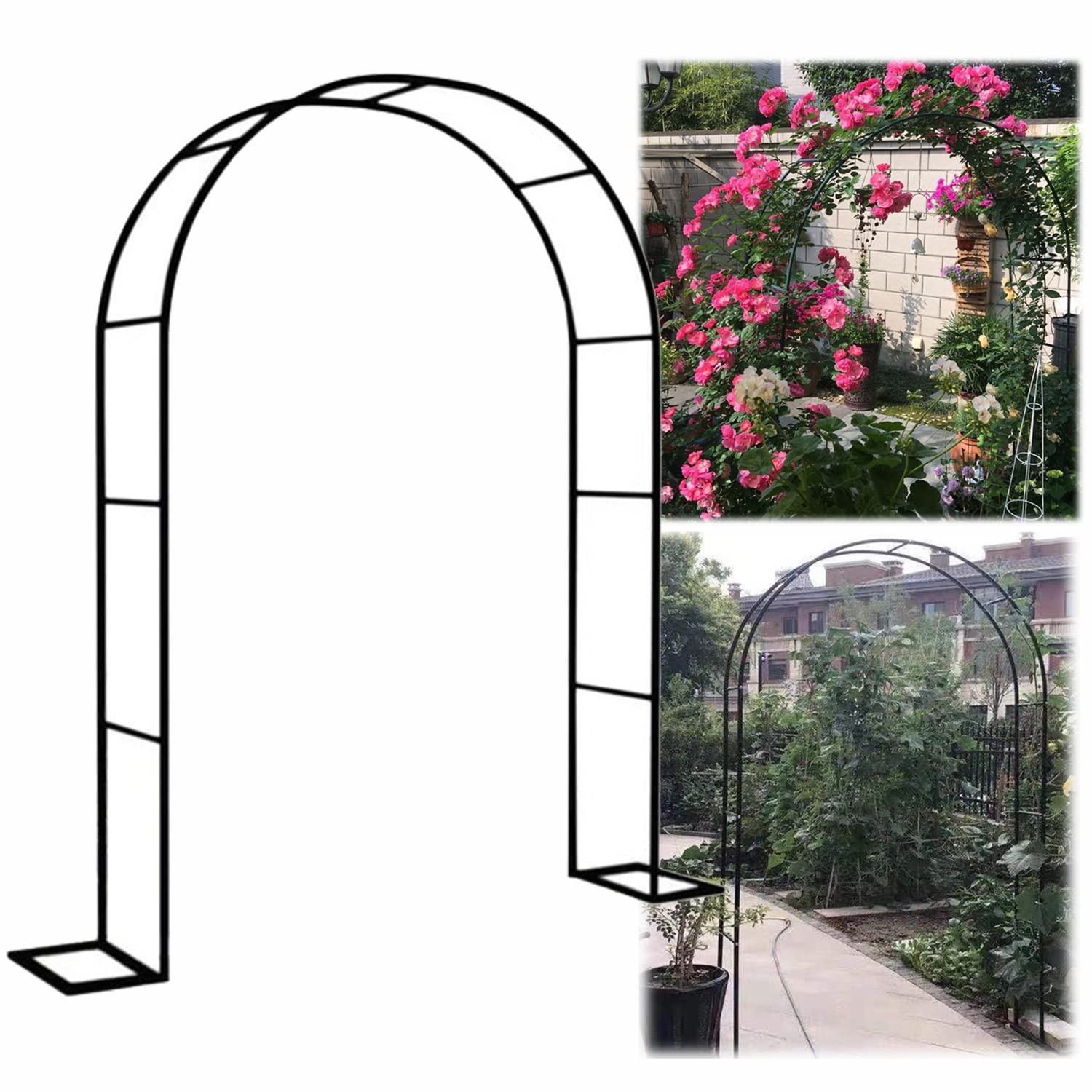 Odporny na warunki atmosferyczne metalowy łuk altanowy – wolnostojąca pergola kratowa do roślin pnących, rozmiary stalowej ramy o szerokości od 1,2 m do 3,5 m (180 x 220 x 40 cm)