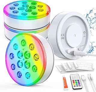 Pool Lights, Upgraded Rechargeable Submersible LED Lights with Remote IP68 Waterproof 16 Colors Hot Tub Underwater Pool Lights for Above Ground Pool, Bath, Party, Vase 4 Pack