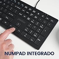 Vista 8 de Perixx PERIBOARD-210 Teclado de tamaño completo con cable, diseño Ultra Delgado y teclas silenciosas, para ordenador, portátil, PC y Escritorio