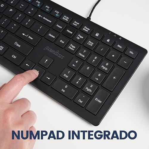 Miniatura 8 de Perixx PERIBOARD-210 Teclado de tamaño completo con cable, diseño Ultra Delgado y teclas silenciosas, para ordenador, portátil, PC y Escritorio