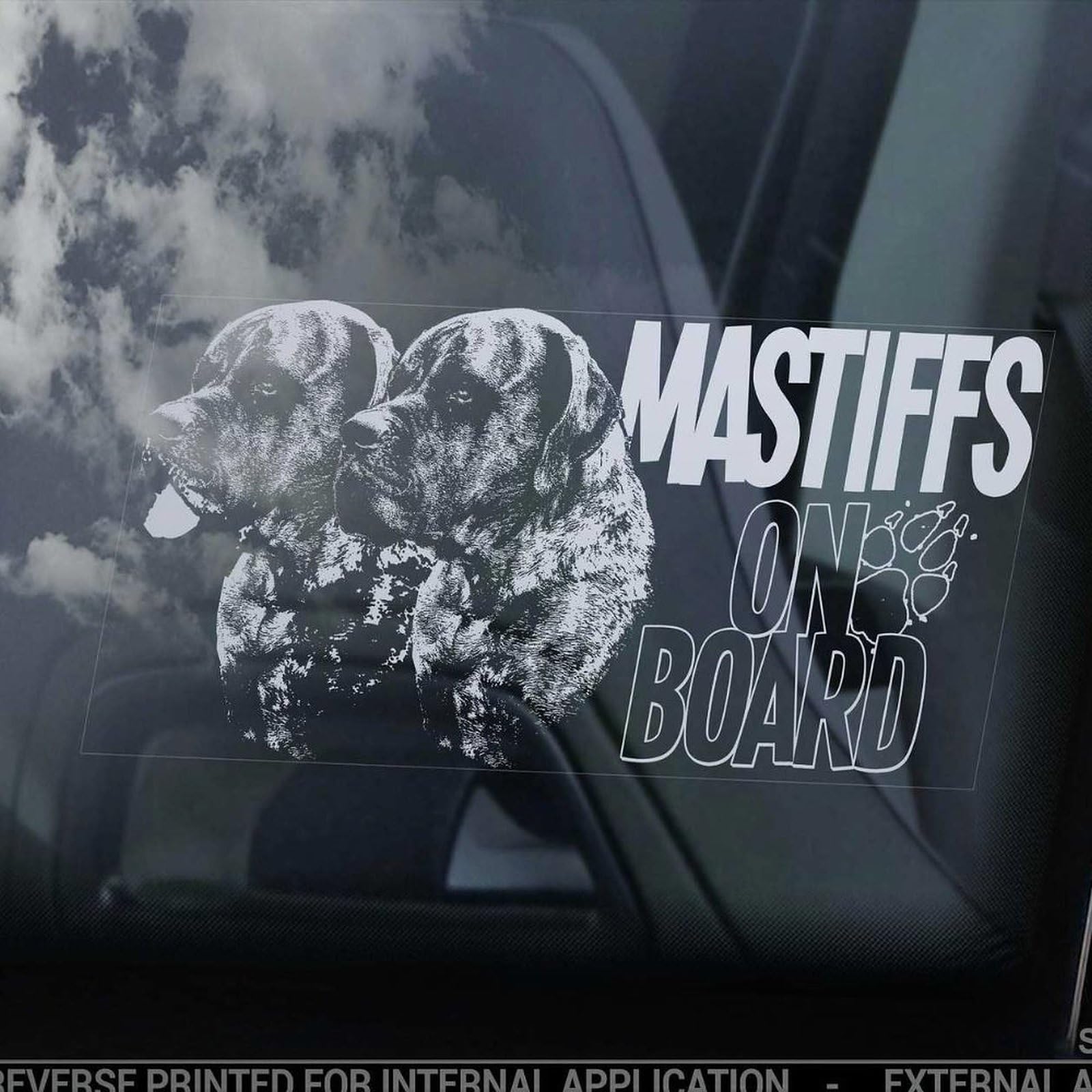 Madcolitote Mastiffs on Board Car Window Sticker English Mastiff Molosser Dog Sign Decal Vinyl Die Cut Decals Funny Bumper Stickers Dog Pet Gift